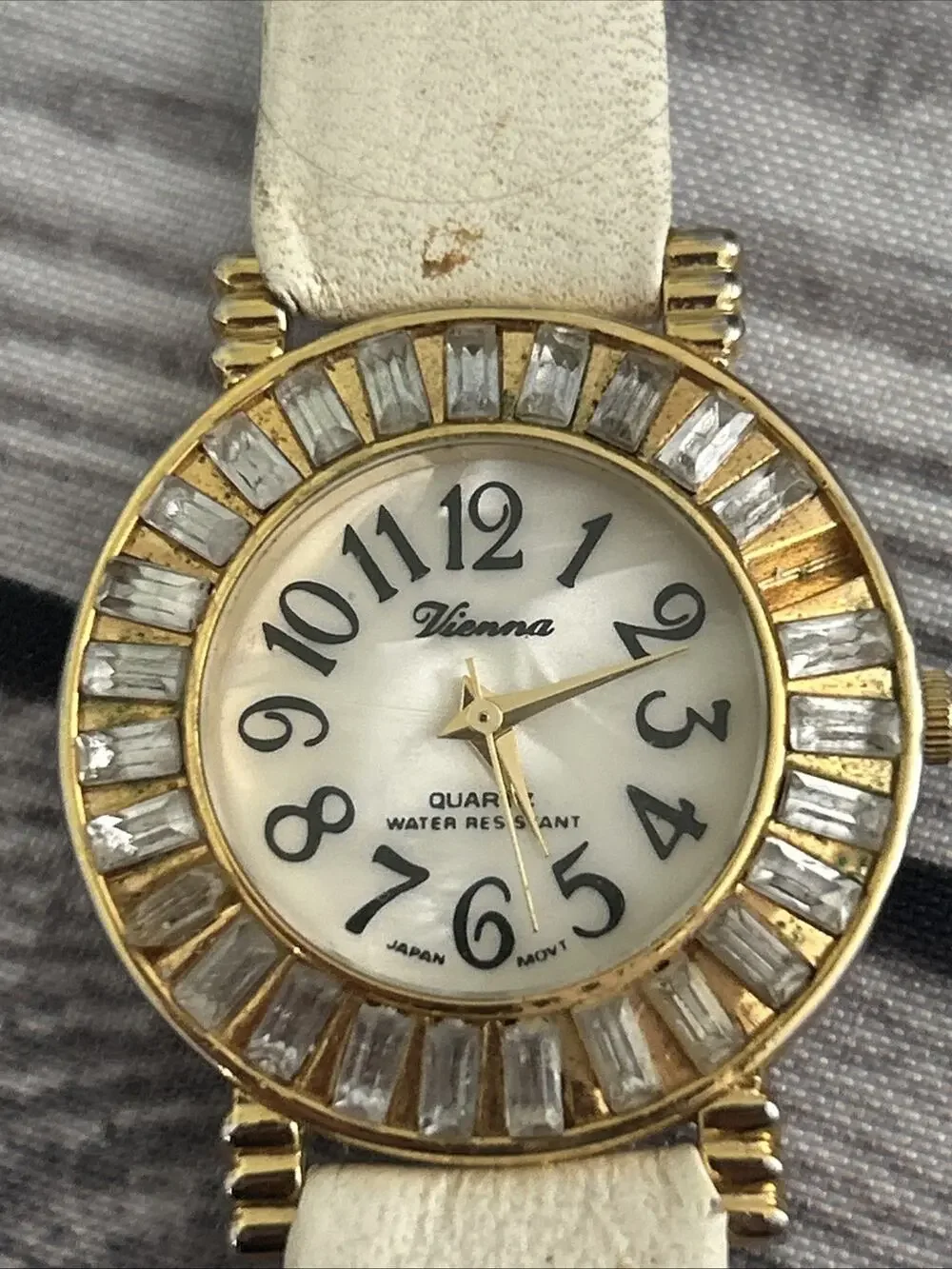 Vienna Gold Tone White Band Women’s Quartz Watch